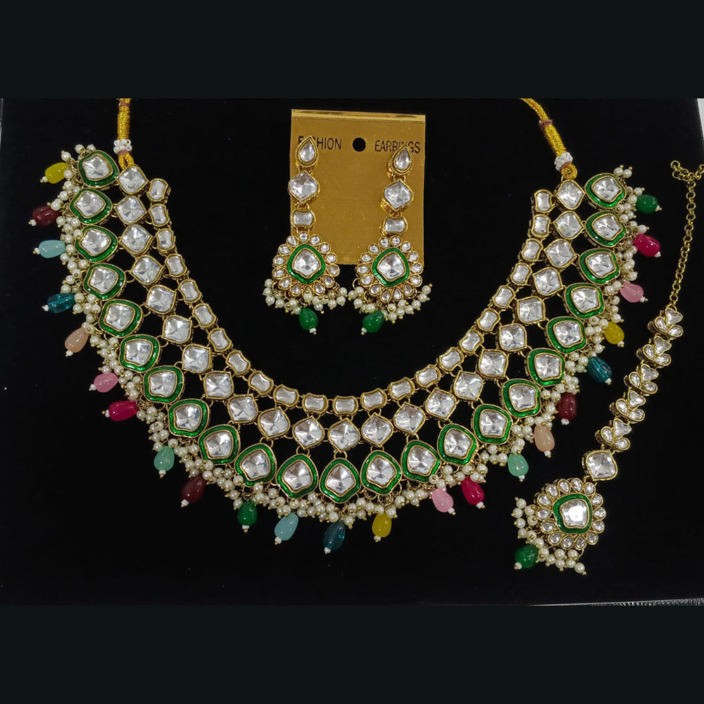 Midas Touch Divine Beauty Crystal Stone And Pearl Necklace Set