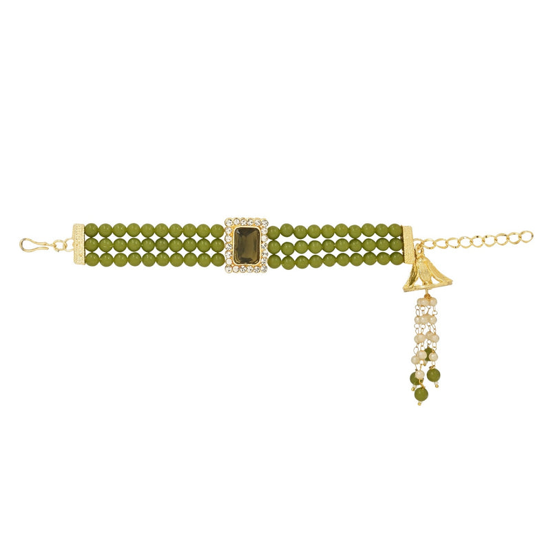 Etnico I Jewels Rakshabandhan Special Designer Pearl Hanging Lumba Bracelet Rakhi For Bhabhi/Sister (R010MH-L)