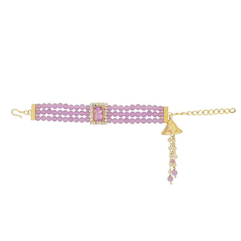 Etnico I Jewels Rakshabandhan Designer Pearl Hanging Lumba Bracelet Rakhi For Bhabhi/Sister (R010Pu-L)