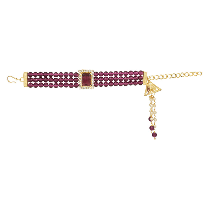 Etnico I Jewels Designer Kundan & Pearl Hanging Bhaiya Bhabhi Lumba Rakhi Combo Set with Roli Chawal and Rakshabandhan Card (R010Wi-CO)