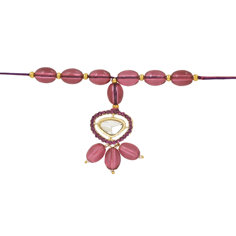 Etnico I Jewels Rakshabandhan Designer Meenakari Kundan Pearl Hanging Lumba Bracelet Rakhi For Bhabhi/Sister (R104Wi-L)