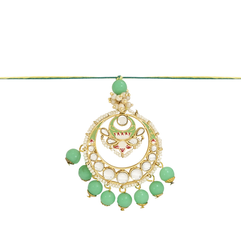 Etnico I Jewels Designer Kundan & Pearl Hanging Bhaiya Bhabhi Lumba Rakhi Combo Set with Roli Chawal and Rakshabandhan Card (R106Min-CO)