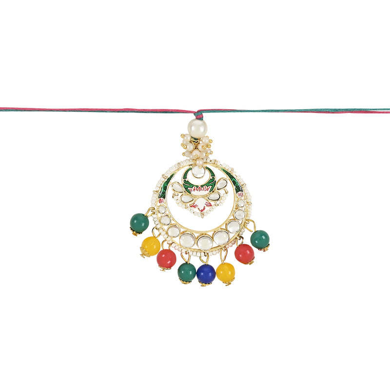 Etnico I Jewels Rakshabandhan Designer Pearl Hanging Lumba Combo Rakhi For Bhabhi/Sister (R106Mul-Min-LCO)