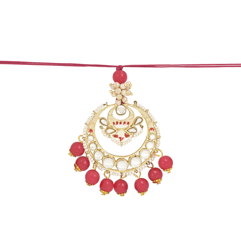 Etnico I Jewels Designer Kundan & Pearl Hanging Bhaiya Bhabhi Lumba Rakhi Combo Set with Roli Chawal and Rakshabandhan Card (R106Q-CO)