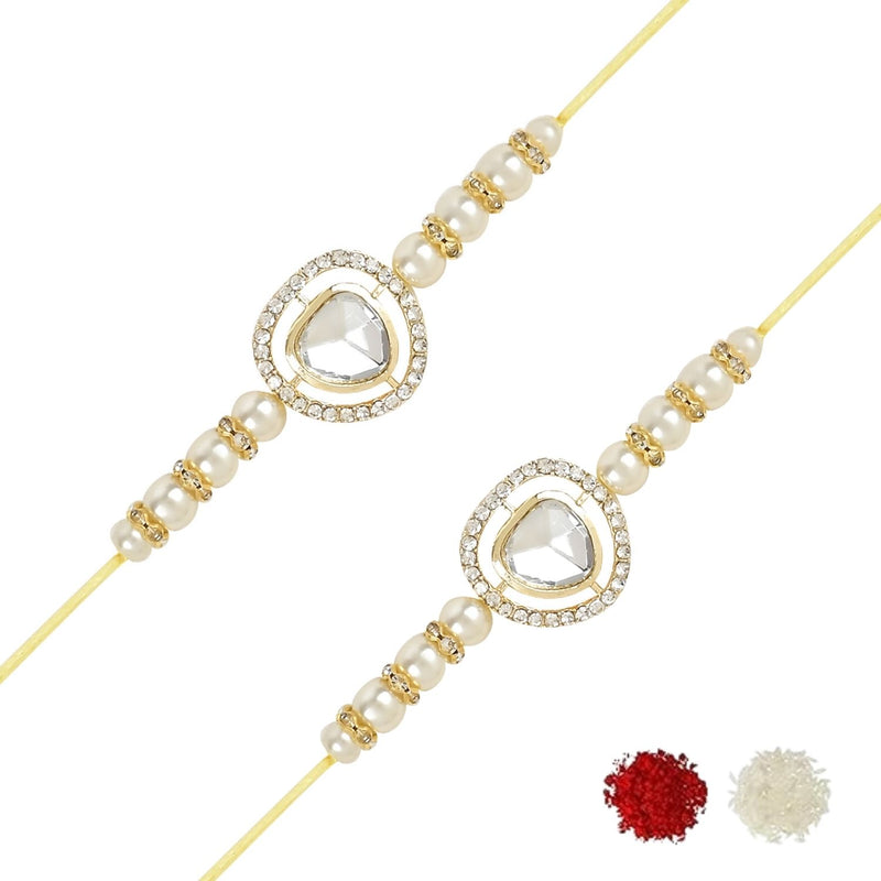 Etnico I Jewels Rakshabandhan Special Stones Studded Rakhi Combo Set With Roli Chawal For Bhaiya/Brother/Bro/Men (R123W-2)