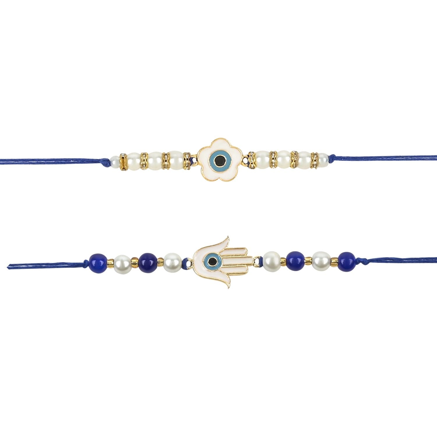 Etnico I Jewels Rakshabandhan Enamel Evil Eye Rakhi Combo Set With Roli Chawal For Bhaiya/Brother/Bro/Men (R125-126)