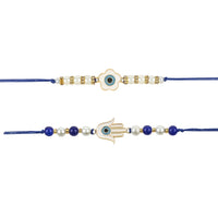 Etnico I Jewels Rakshabandhan Enamel Evil Eye Rakhi Combo Set With Roli Chawal For Bhaiya/Brother/Bro/Men (R125-126)