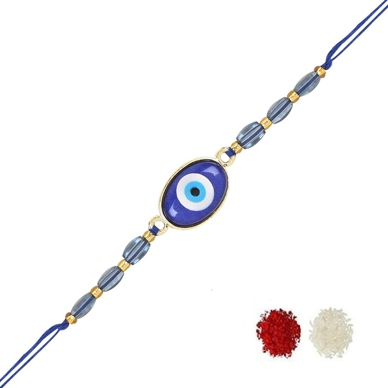 Etnico I Jewels Rakshabandhan Enamel Designer Evil Eye Rakhi Combo Set With Roli Chawal For Bhaiya/Brother/Bro/Men (R128-2)