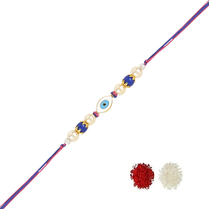 Etnico I Jewels Rakshabandhan Enamel Evil Eye Rakhi With Roli Chawal For Bhaiya/Brother/Bro/Men(R129)