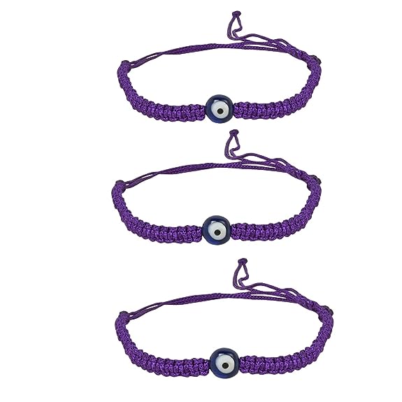 Etnico I Jewels Adjustable Purple Thread Stylish Handmade Nazar Evil Eye Bracelet Rakhi For Brother/Men/Bro With Rakshabandhan Card (R139Pu-3)