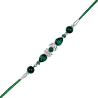 Mahi Rhodium Plated Green Crystal Rakhi for Brother (RA1100718RGre)