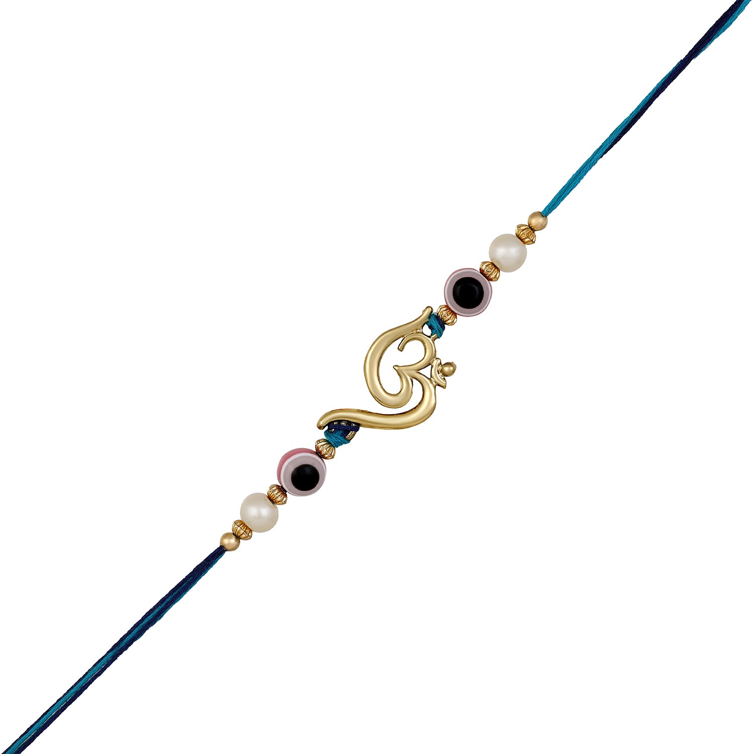 Mahi Gold Plated Om and Evil Eye Rakhi for Bhaiya (RA1100723G)
