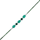 Mahi Gold Plated Green Colored Beads Auspicious Evil Eye Rakhi Bracelet for Bhaiya (RA1100731R)