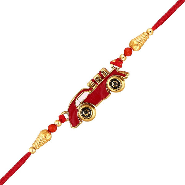 Mahi Red Meenakari Work Super Car Rakshabandhan Rakhi for Super Brother, Bhatija, Boy, Kids (RA1100740G)