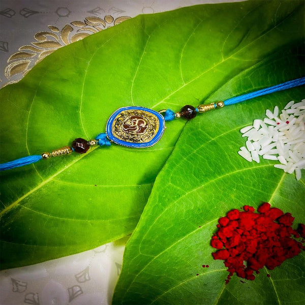 Mahi Meena Enamel OM Rakshabandhan Rakhi for Chota Bhai, Kids, Bhatija, Brother, Bhai, Bro (RA1100757G)