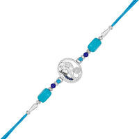 Mahi Vighnaharta Ganpati Rakhi with Blue Crystals for Brother, Bhai, Bro, Bhatija, Boy, Kids (RA1100768RBlu)