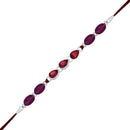 Mahi Rhodium Plated Maroon Water Drop Shape Crystal Rakhi for Bhaiya, Brother, Bhai, Bro (RA1100782RMar)