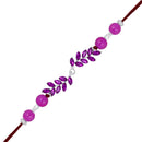 Mahi Rhodium Plated Leafy Shape Purple Crystals Rakhi for Bhaiya, Brother, Bhai, Bro (RA1100784RPur)