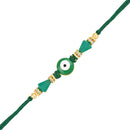 Mahi Green Evil Eye Rakhi for Brother | Nazariya Bead with Gold Accents & Cone Beads on Green Thread (RA1100837G)