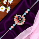 Mahi Colorful Peacock-Shaped Rakhi for Brother | Multicolor Meenakari Enamel Design with Beads on Rainbow Thread (RA1100842G)