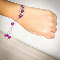 Mahi Rhodium Plated Maroon Water Drop Shape Crystal Lumba Rakhi for Bhabhi (RAL1100783RMar)