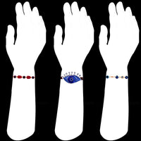 Mahi Combo of 3 Meenakari Work Evil Eye Nazariya Rakhis with Blue and Pink Crystals for Bhaiya (RCO1105538M)