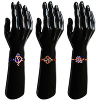 Mahi Combo of Combo of Ganpati Swastik and Peacock Shaped Rakhi's with Meena Enamel and Multicolor Cystals for Bhai (RCO1105539M)