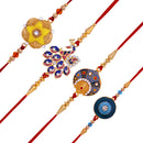 Mahi Rakhi Multicolor Combo of 4 Beautiful Rakhi Set with Meenakari Work and Crystals for Men (RCO1105540G)