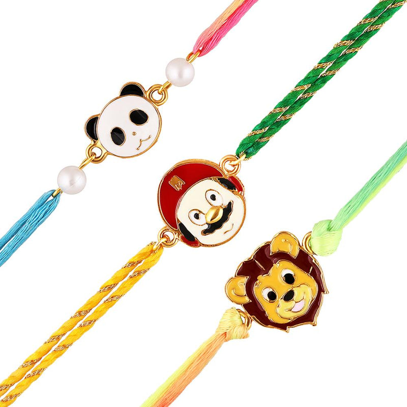 Mahi Combo of Childrens Favourite Cartoon 3 Rakhis with Meena Enamel for Chota Bhai, Kids, Brother (RCO1105693G)