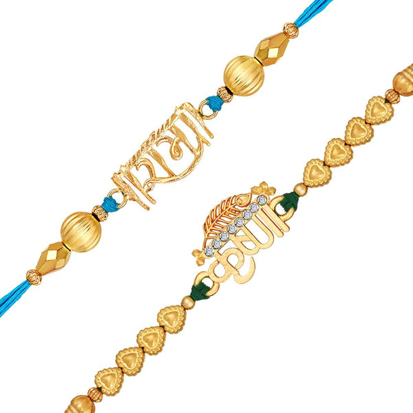 Mahi Gold Plated Religious Combo of Rama and Krushana Rakhi for Brother, Bhai, Bro (RCO1105712G)