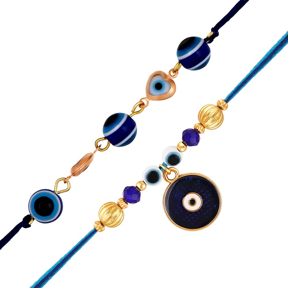 Mahi Combo of 2 Evil Eye Rakhi with Artificial Pearls for Brother (RCO1105818G)
