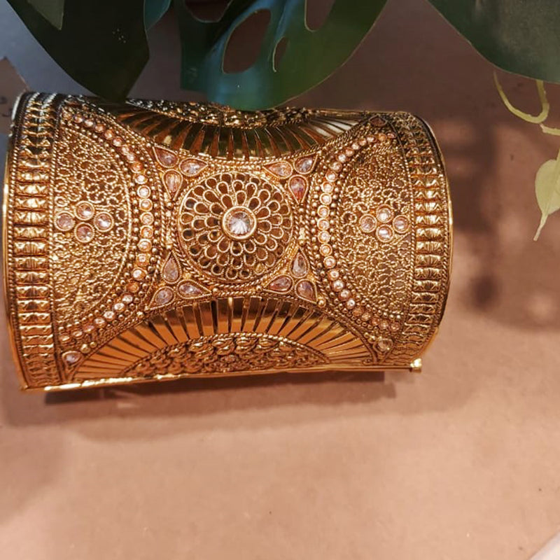 Raddhi Jewels Premium Quality Brass Rajwadi Gold Plated Openable Kada For Women/Girls