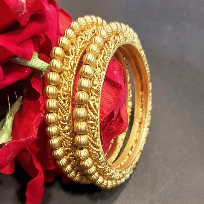 Raddhi Jewels Premium Quality Brass Rajwadi Gold Plated Set of 2 Bangles For Women/Girls