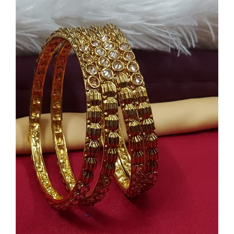 Raddhi Jewels Premium Quality Brass Gold Plated Set of 4 Stone Bangles For Women/Girls (Copy)