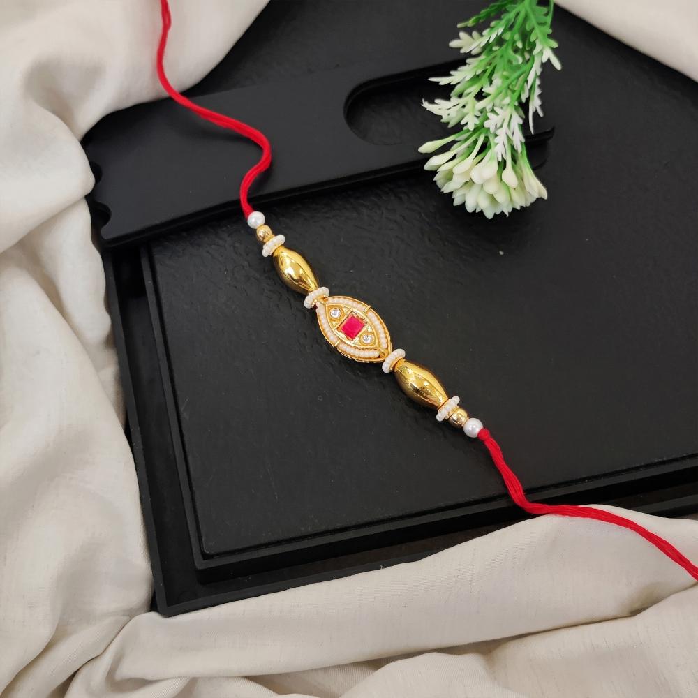 Js Fashion Pack of 3 Premium Traditional Gold Finish Rakhi Set