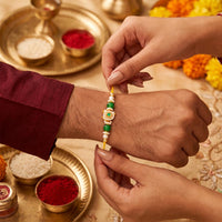 Js Fashion Pack of 3 Antique Designer Beads Rakhi High Gold 