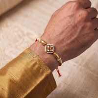 Js Fashion Pack of 3 Antique Designer Pearl Rakhi High Gold