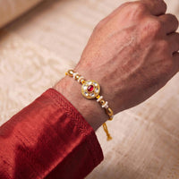 Js Fashion Pack of 3 Antique Designer Stone Rakhi High Gold