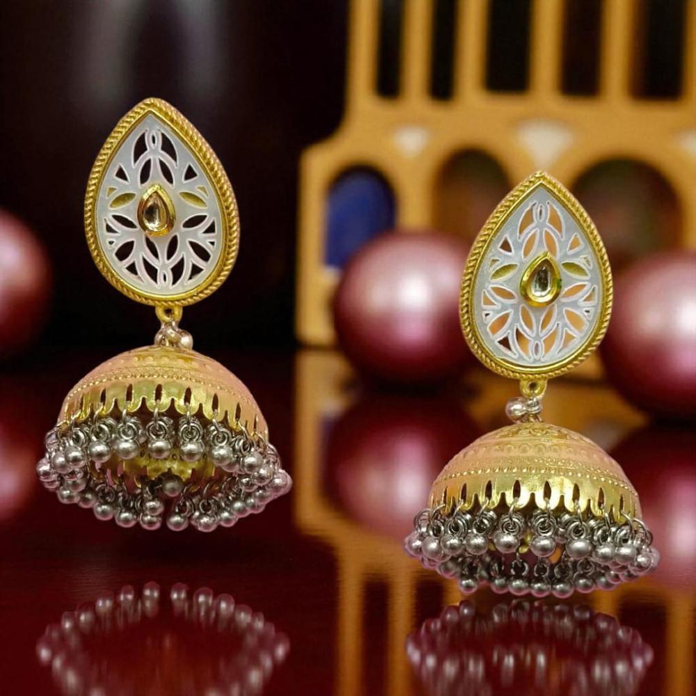 Wearhouse Fashion Traditional Dome Shape with Dual Tone Jhumka Earrings