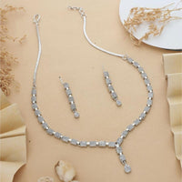 HR Sales Premium Quality Rhodium Plated Austrian Stone Necklace Set 