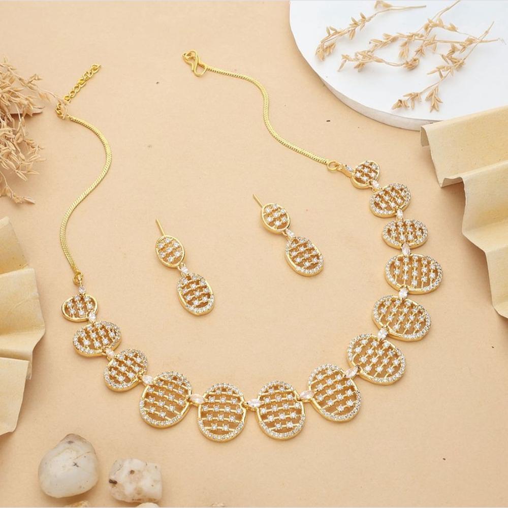 HR Sales Premium Micro Gold Plated Austrian Stone Luxury Necklace Set