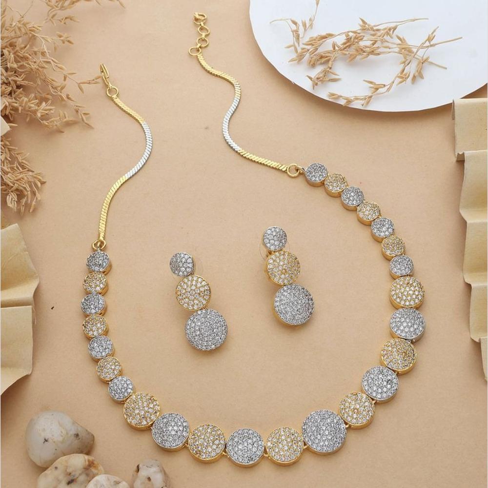 HR Sales Premium Micro 2 Tone Plated Austrian Stone Luxury Necklace Set