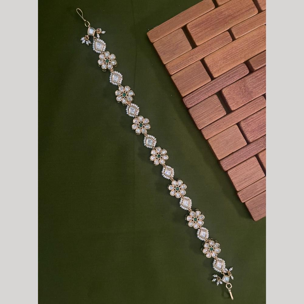 Arham Premium Gold Plated Designer Heavy Polki Kundan Stone Sheeshphool