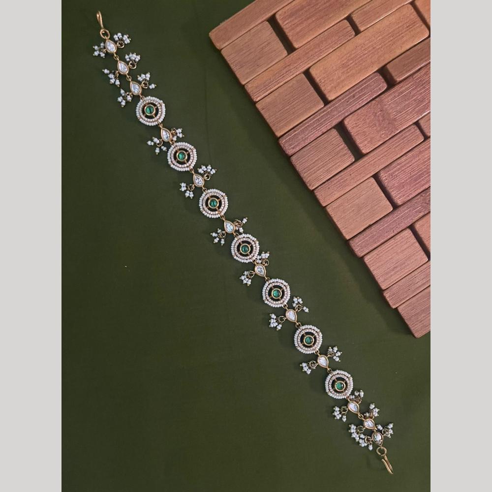 Arham Premium Gold Plated Designer Heavy Polki Kundan Stone Sheeshphool
