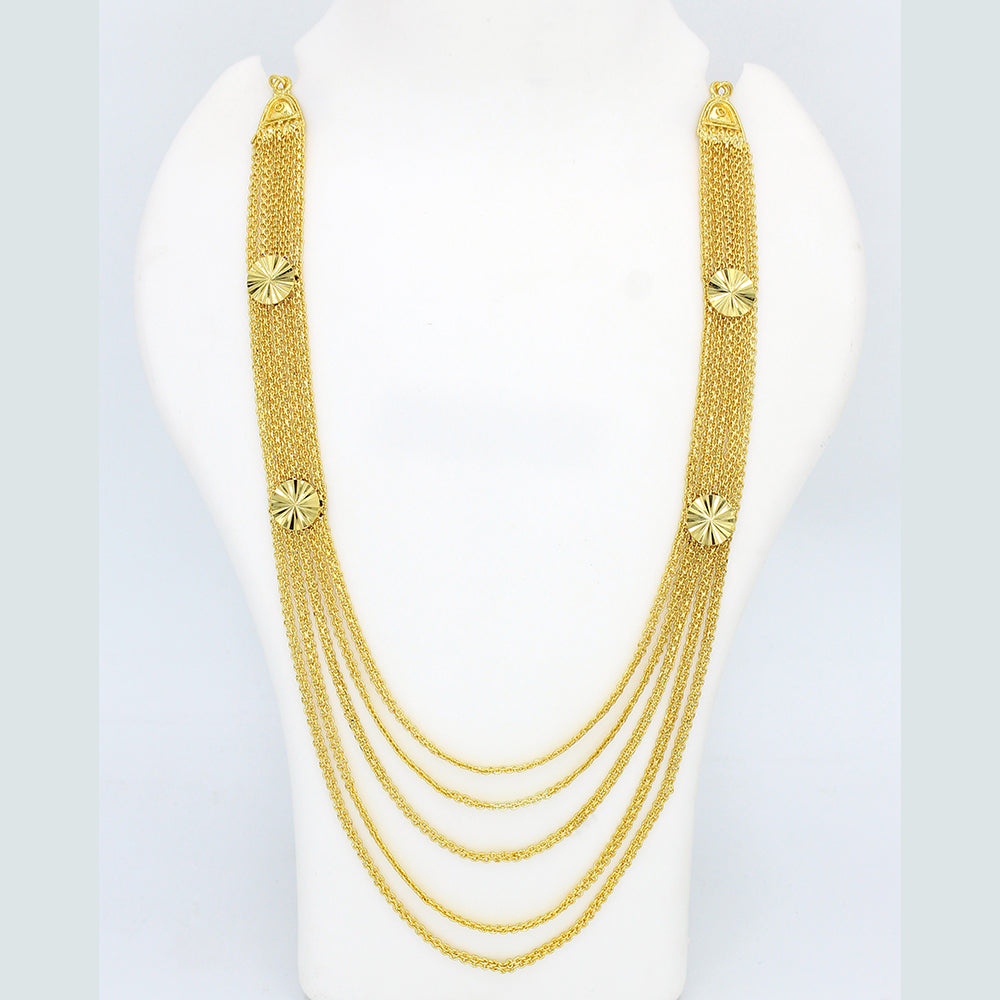 Mahavir Forming Look Gold Plated Long Necklace