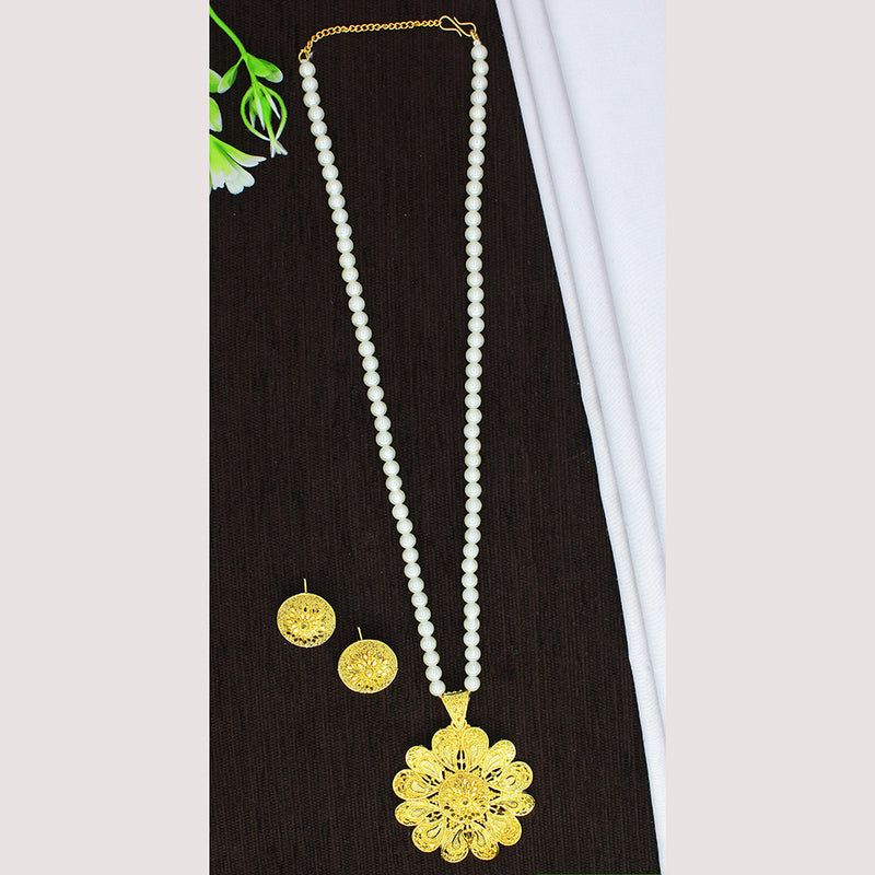 Mahavir Gold Plated Pearl Necklace Set