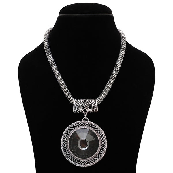 Bevy Pearls Oxidised Plated Necklace