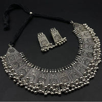 Bevy Pearls Antique Oxidised Ghungroo Choker Necklace Set