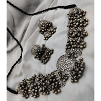 Bevy Pearls Antique Oxidised Ghungroo Choker Necklace Set