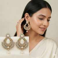 Beavy Pearls Premium Gold Plated Austrian Stone And Beads Dangler Earrings